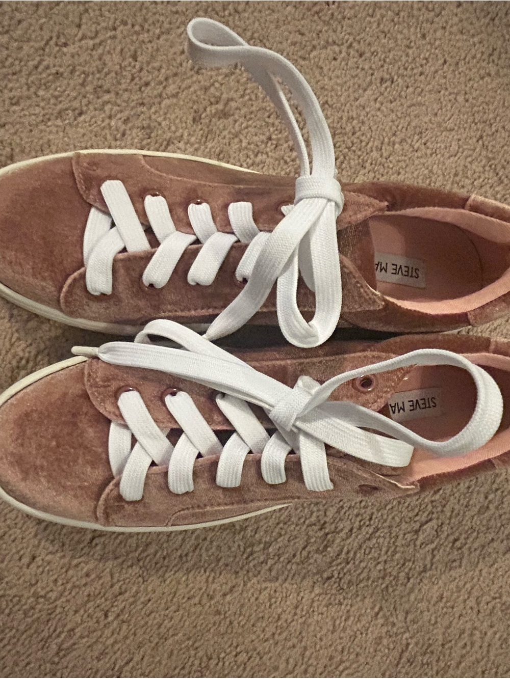 Steve Madden Rose Pink Velvet Low-Top Sneakers